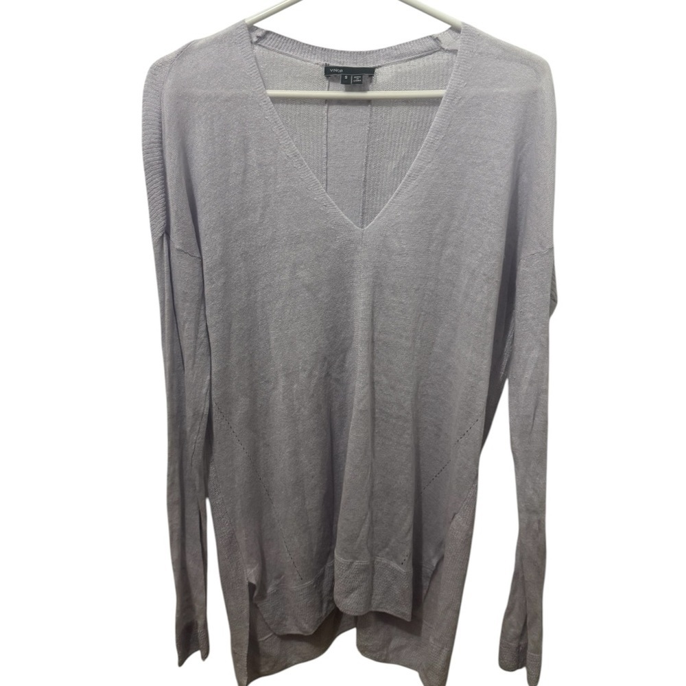 Vince Light Lavender Lightweight Sweater Linen Blend Size Small